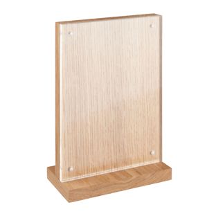 Porta avvisi da banco con base a T magnetico acrilico/rovere 130 x 180 mm 