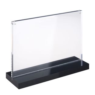 Porta avvisi da banco a T magnetico con base nera formato orizzontale | A5 148 x 210 mm