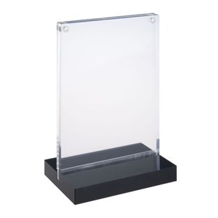 Porta avvisi da banco a T magnetico con base nera A6 - 105 x 148 mm  | formato verticale 