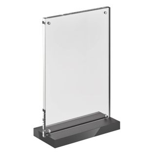 Porta avvisi da banco con base a T magnetico con base nera opaca formato verticale | A5