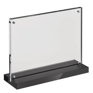 Porta avvisi da banco con base a T magnetico con base nera opaca A5 - 210 x 148 mm  | formato orizzontale 