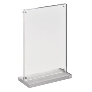Porta avvisi da banco con base a T magnetico con base trasparente opaca formato verticale | A5