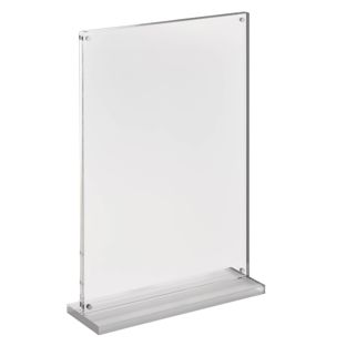 Porta avvisi da banco con base a T magnetico con base trasparente opaca formato verticale | A4