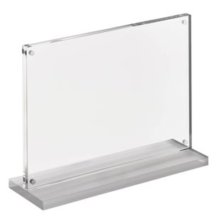 Porta avvisi da banco con base a T magnetico con base trasparente opaca A5 - 210 x 148 mm  | formato orizzontale 