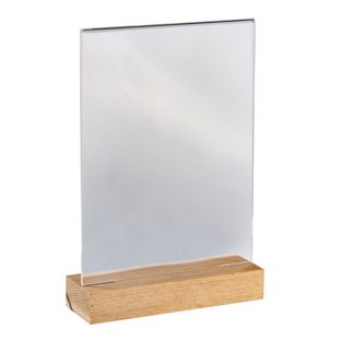 Espositore acrilico con base in legno Faggio  | A5  | Formato verticale 