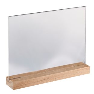 Espositore acrilico con base in legno Faggio  | A4  | formato orizzontale 