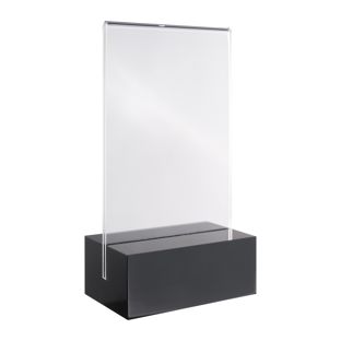 Espositore da tavolo MODUL, tasca in vetro acrilico con base in acrilico A7  | nero|trasparente  | brillante 
