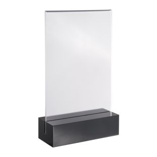 Espositore da tavolo MODUL, tasca in vetro acrilico con base in acrilico A6  | nero|trasparente  | brillante 