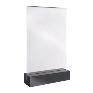 Espositore da tavolo MODUL, tasca in vetro acrilico con base in acrilico A5  | nero|trasparente  | brillante 