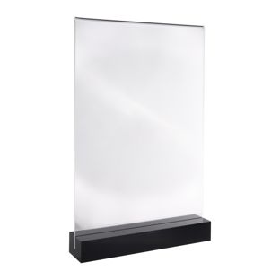 Espositore da tavolo MODUL, tasca in vetro acrilico con base in acrilico A4  | nero|trasparente  | brillante 
