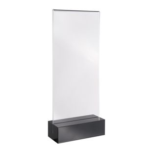 Espositore da tavolo MODUL, tasca in vetro acrilico con base in acrilico 1/3 A4  | nero|trasparente  | brillante 