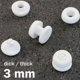 Occhielli a pressione in plastica, versione spessa bianco  | 3 mm