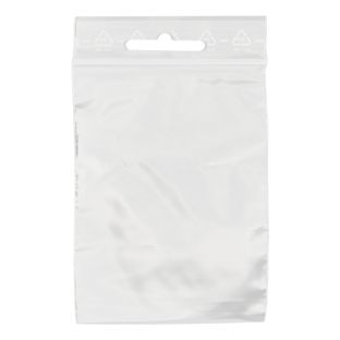 Sacchetti con chiusura ZIP con euro slot, plastica PE 220 x 310 mm | 50 µm
