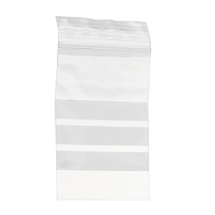 Sacchetti con chiusura ZIP con bande di scrittura, plastica PE 70 x 100 mm | 50 µm
