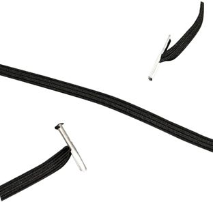 Cordino elastico piatto con 2 capicorda nero  | 340 mm