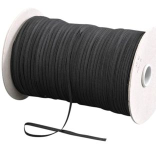 Cordino elastico piatto 5 mm nero  | 130 m