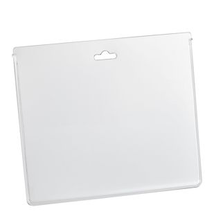 Buste porta badge A7, formato orizzontale, PVC rigido con euro slot 