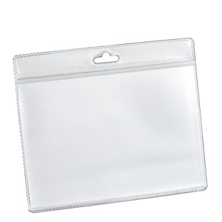 Buste porta badge A7, formato orizzontale, PVC morbido con euro slot 