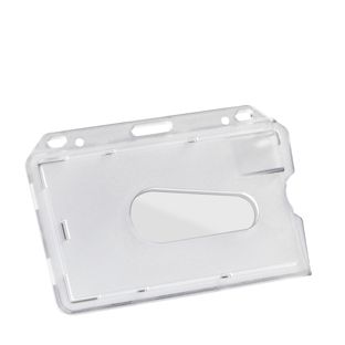 Buste porta badge, plastica dura, fessura per il pollice, opaco, orizzontale lato corto 