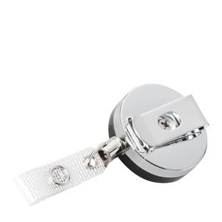 Porta badge a yoyo con cavo d'acciaio, nero, cinturino in vinile rinforzato 