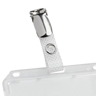 Clip per targhette portanome, rinforzato con fili 