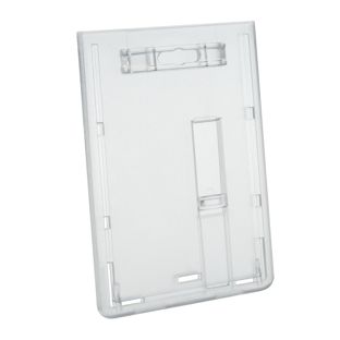 Buste porta badge in plastica dura con cursore trasparente, formato verticale 