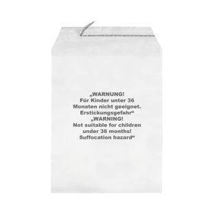 Buste con patella di chiusura con avvertenza antisoffocamento, plastica PP, trasparente 215 x 310 mm 