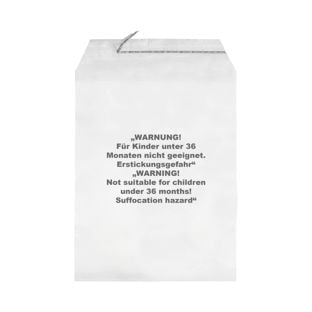 Buste con patella di chiusura con avvertenza antisoffocamento, plastica PP, trasparente 215 x 310 mm