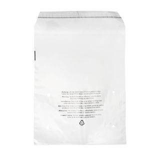 Buste con patella con avvertenza antisoffocamento, plastica PE riciclata, trasparente 250 x 300 mm 