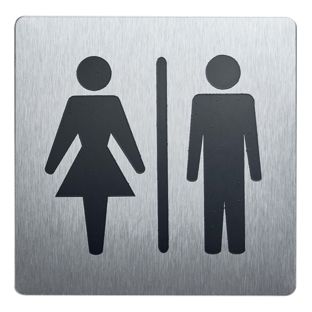 Cartello informativo, acciaio inox, 90 x 90 mm Donne e Uomini 