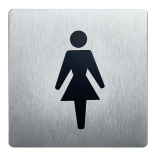 Cartello informativo, acciaio inox, 90 x 90 mm Donne 