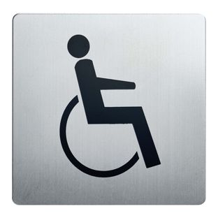 Cartello informativo, acciaio inox, 90 x 90 mm Sedia a rotelle 