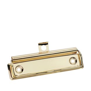 Morsetto per appunti in metallo con appendino, 100 x 30 mm, ottonato 100 x 30 mm | con gancio scorrevole