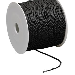 Cordoncino raso in bobina, 2 mm x 100 m, viscosa nero 