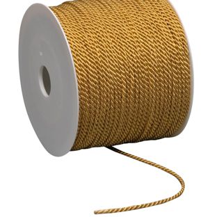 Cordoncino raso in bobina, 2 mm x 100 m, viscosa oro 