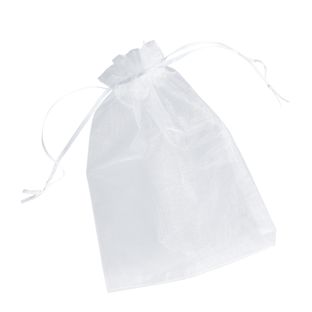 Sacchetti di organza con chiusura a nastro in raso bianco  | 150 x 200 mm 