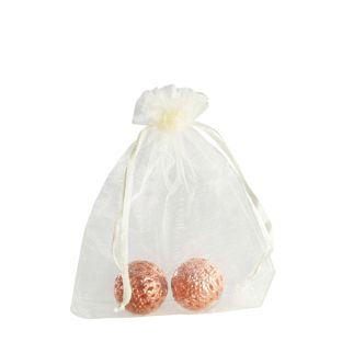 Sacchetti di organza con chiusura a nastro in raso crema  | 90 x 120 mm 