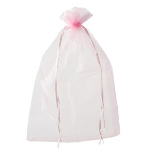 Sacchetti di organza con chiusura a nastro in raso rosa chiaro  | 200 x 300 mm 
