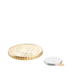 Disco magnetico al neodimio, autoadesivo, superfici adesiva al Polo Nord, 10 mm x 1  mm, N35 