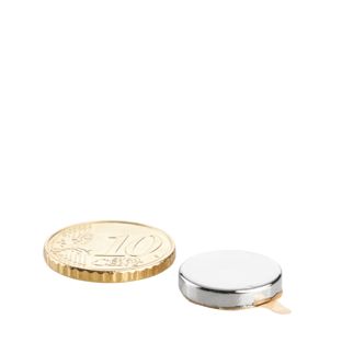 Disco magnetico al neodimio, autoadesivo 15 mm x 3 mm  | argento  | 3M 468 