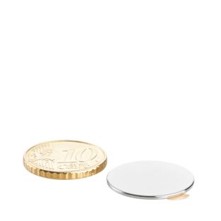 Disco magnetico al neodimio, autoadesivo 20 mm x 1 mm  | argento  | 3M 467 