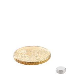 Disco magnetico al neodimio 5 mm x 2 mm   | N38, assiale (parallelo all'altezza) 