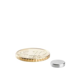 Disco magnetico al neodimio 8 mm x 2 mm   | N45, assiale (parallelo all'altezza) 