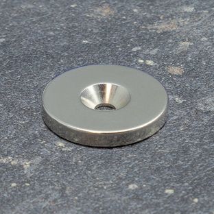 Disco magnetico al neodimio con foro svasato da avvitare 27 mm