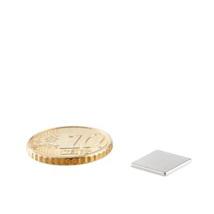 Blocchetto magnetico al neodimio, nichelato 10 x 10 mm | 1 mm