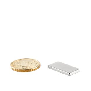 Blocchetto magnetico al neodimio, nichelato 20 x 10 mm  | 2 mm