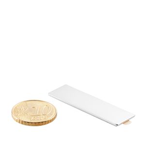 Cuboide magnetico al neodimio, autoadesivo, nichelato 40 x 12 mm  | 1 mm