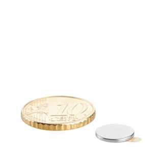 Disco magnetico al neodimio, autoadesivo 10 mm x 1 mm  | argento  | 3M 467 
