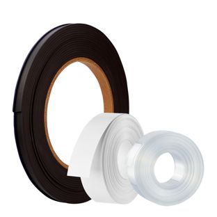 Supporto per etichette, profilo a C, magnetico, su rotolo 15 mm | incl. carta per inserti e foglio protettivo  | 10 m