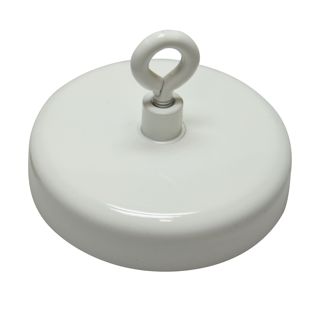 Magnete ad occhiello in ferrite, tiene circa 61 kg,  80 mm diametro, bianco 